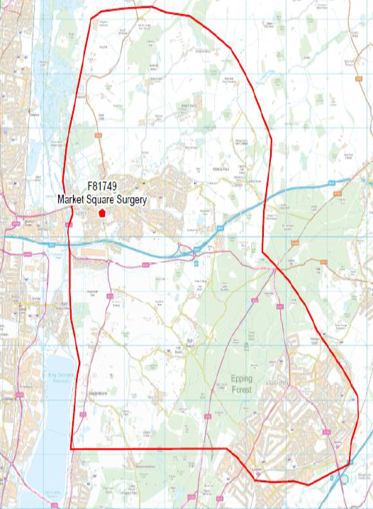 Market Square Surgery boundary map